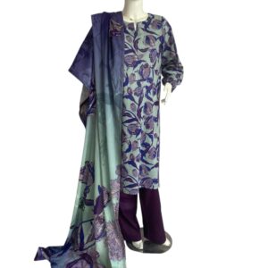 Purple 3-Piece Printed Lawn