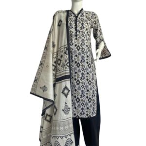 Black & White Ekat 3-Piece Printed Lawn