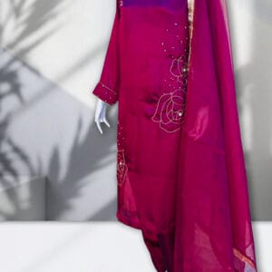 Golden Flower on Maroon Slik 3pcs