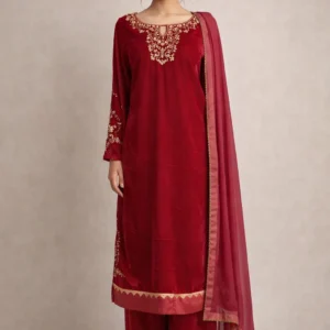Red Handcrafted Zaridozi embroidery