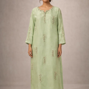 Embroidered shisha silk with kataan silk trouser and shisha silk duppatta